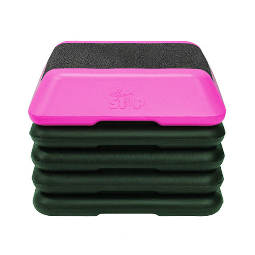 The Step High Step Platform With Four Riser from Lifeline Fitness for Step and Aerobic Exercise, in Pink compared to Gear Lab. 
