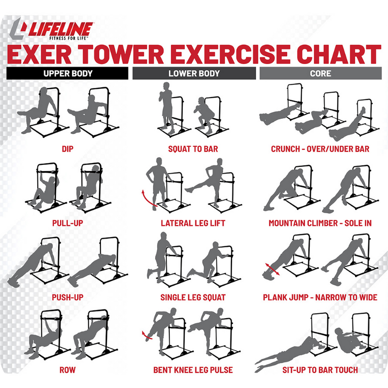 The Exter Tower from Lifeline Fitness for Gym and Exercise and fitness equipment, compared to Body Flex. 