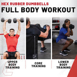The Hex Rubber Dumbbells from Lifeline Fitness for Fitness and dumbbell triceps exercises, compared to REP Fitness.