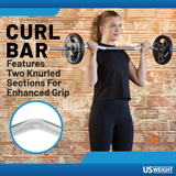 US Weight 60lb Curl Bar Weight Set with Spring Clips – Adjustable Workout Set for Home Gym - Ideal Exercise Equipment for Full-Body Training