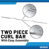 US Weight 60lb Curl Bar Weight Set with Spring Clips – Adjustable Workout Set for Home Gym - Ideal Exercise Equipment for Full-Body Training