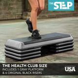 The Step Health Club Size Platform With Six (6) Original Risers - Grey