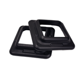 Two black square-shaped aerobic step risers with nonskid feet. -Aerobic Step Platform- Aerobic Step Platform
