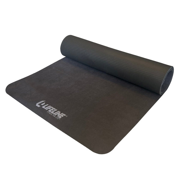 Premium Suede Yoga Mat from Lifeline Fitness for Yoga and Pilates, compared to Wholesale Yoga Mat in Black. 