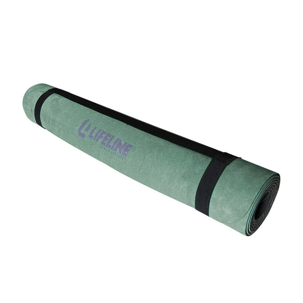 Premium Suede Yoga Mat from Lifeline Fitness for Yoga Mat and Exercise Equipment, compared to Manduka in Sage. 