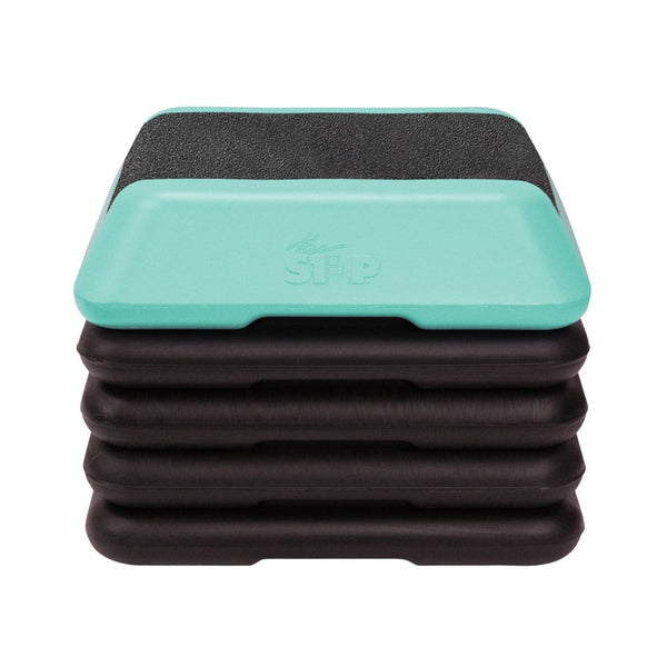 The Step High Step Platform With Four Riser from Lifeline Fitness for Steppers for Exercise at Home and Mini Stepper, in Teal compared to Perform Fitness. 