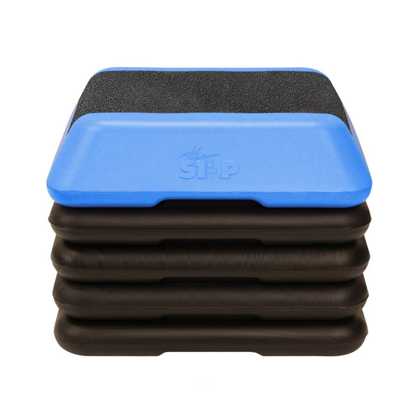 The Step High Step Platform With Four Riser from Lifeline Fitness for Steppers for Exercise at Home and Mini Stepper, in Blue compared to Perform Fitness.