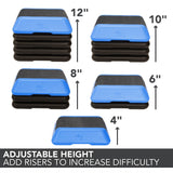 The Step High Step Platform With Four Riser from Lifeline Fitness for Step and Home in Blue compared to Total Fitness. 