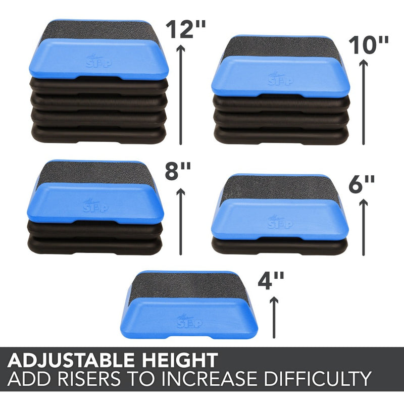 The Step High Step Platform With Four Riser from Lifeline Fitness for Step and Home in Blue compared to Total Fitness. 