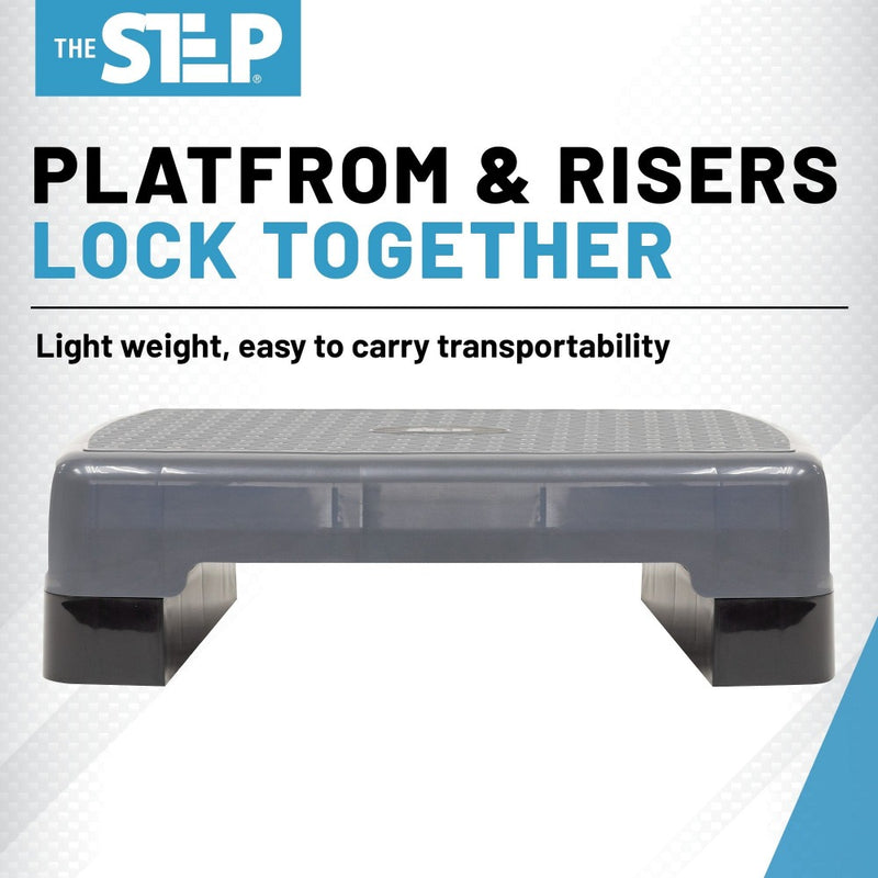 The Step Adjustable Mini Aerobic Step Platform for Cardio & Strength Training from Lifeline Fitness for Step and Aerobic Exercise, in Grey compared to Gear Lab. 