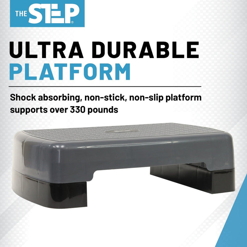 The Step Adjustable Mini Aerobic Step Platform for Cardio & Strength Training from Lifeline Fitness for Mini Stepper and Home Gym in Grey compared to Total Fitness. 