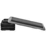 The Step Club Size Platform With Two Freestyle Risers and Two Original Risers from Lifeline Fitness for Gym and Pilates compared to Yes4All in Grey. - Aerobic Step Platform