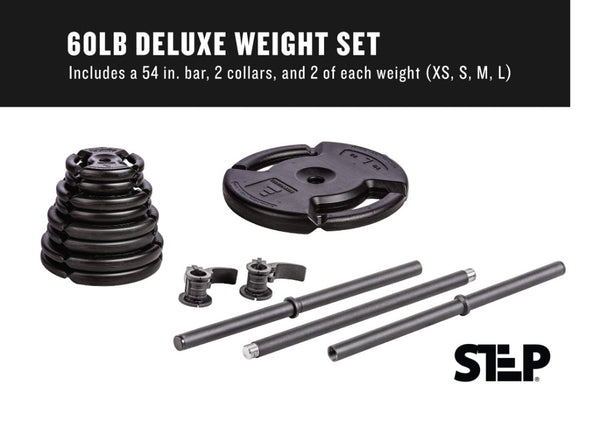 The Step Deluxe Weight-Adjustable Barbell Sets from Lifeline Fitness for Home Gym and Weight Lifting Weights compared to Rogue Fitness. 