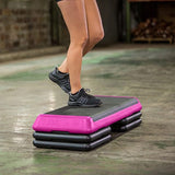The Step Health Club Size Platform with Four Original Risers from Lifeline Fitness for Fitness and Home Gym, in Pink. 