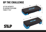 The Step 26” Circuit Size Platform from Lifeline Fitness for Step and Home in Blue compared to Total Fitness. 