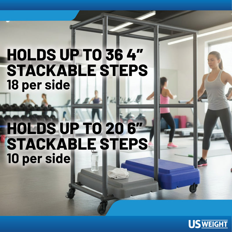 US Weight Durable Rolling Stackable Steps Storage Cart | Lifeline Fitness