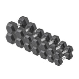 The Hex Rubber Dumbbell Set from Lifeline Fitness for Dumb Bells and Dumbbell Rows, compared to Target. 