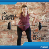 US Weight 60lb Curl Bar Weight Set with Spring Clips – Adjustable Workout Set for Home Gym - Ideal Exercise Equipment for Full-Body Training