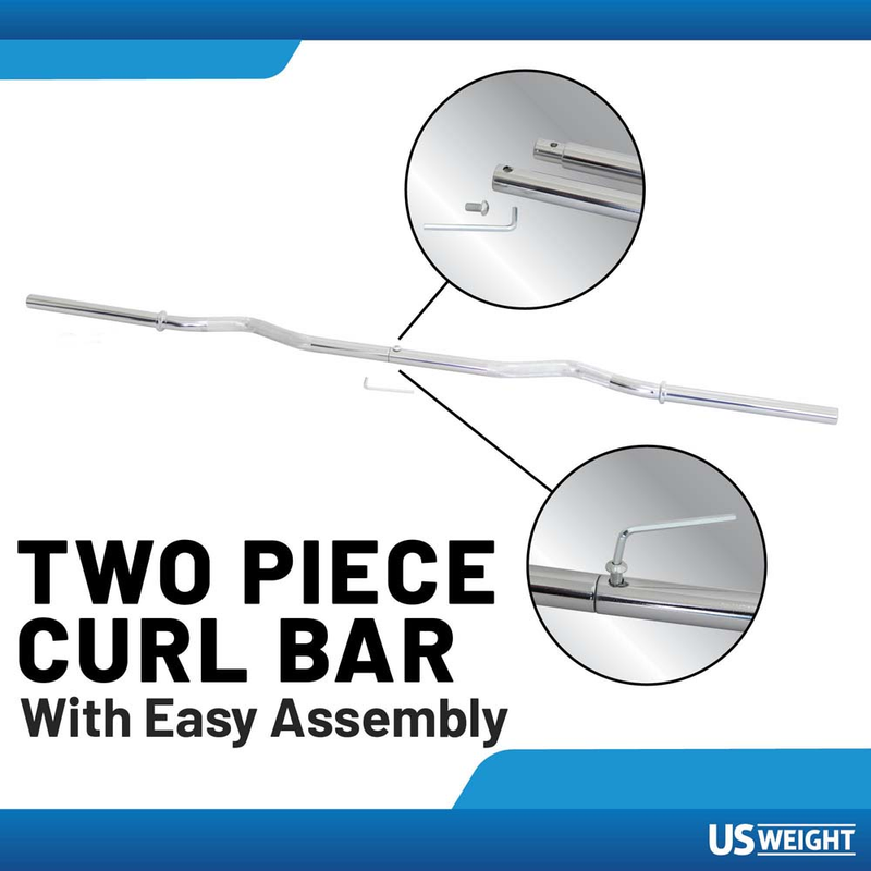 US Weight 60lb Curl Bar Weight Set with Spring Clips – Adjustable Workout Set for Home Gym - Ideal Exercise Equipment for Full-Body Training