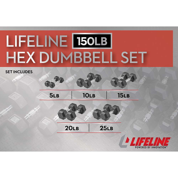 Lifeline A-Frame Dumbbell Sets With Rack – 150Lb and 200LB Dumbbell Sets With Compact Stroage Rack