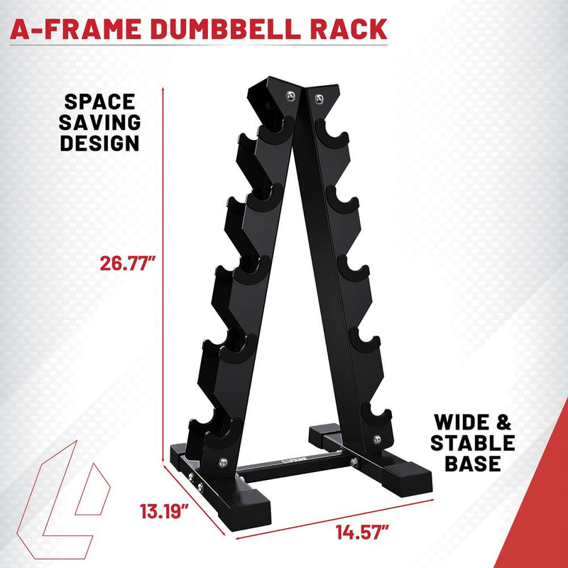 Lifeline A-Frame Dumbbell Sets With Rack – 150Lb and 200LB Dumbbell Sets With Compact Stroage Rack