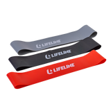 Lifeline Flat Resistance Band Kit for Increased Muscle Strength, Balance and Range of Motion - Levels 1, 2, 3