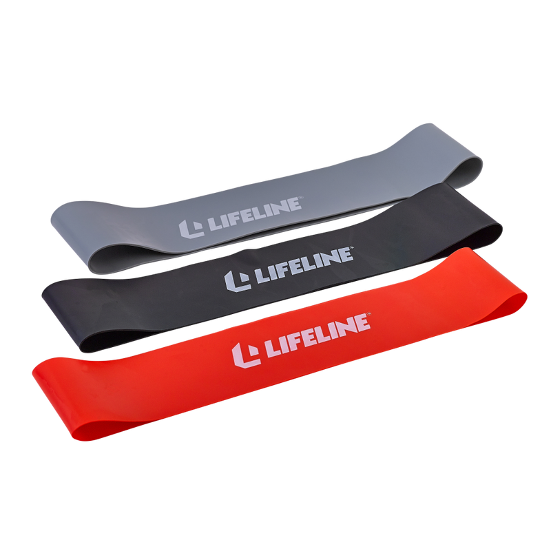Lifeline Flat Resistance Band Kit for Increased Muscle Strength, Balance and Range of Motion - Levels 1, 2, 3