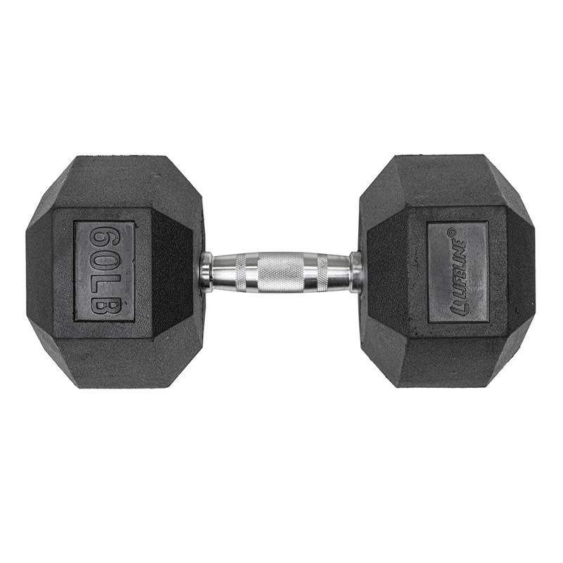 Lifeline Fitness Hex Rubber Dumbbells - Multiple Weight Options