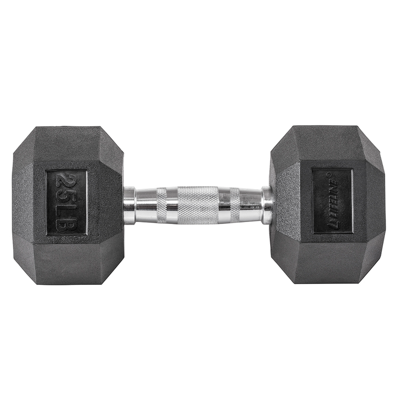 Lifeline Fitness Hex Rubber Dumbbells - Multiple Weight Options