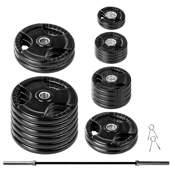 Lifeline Olympic Rubber Grip Plate Sets with Olympic Bar
