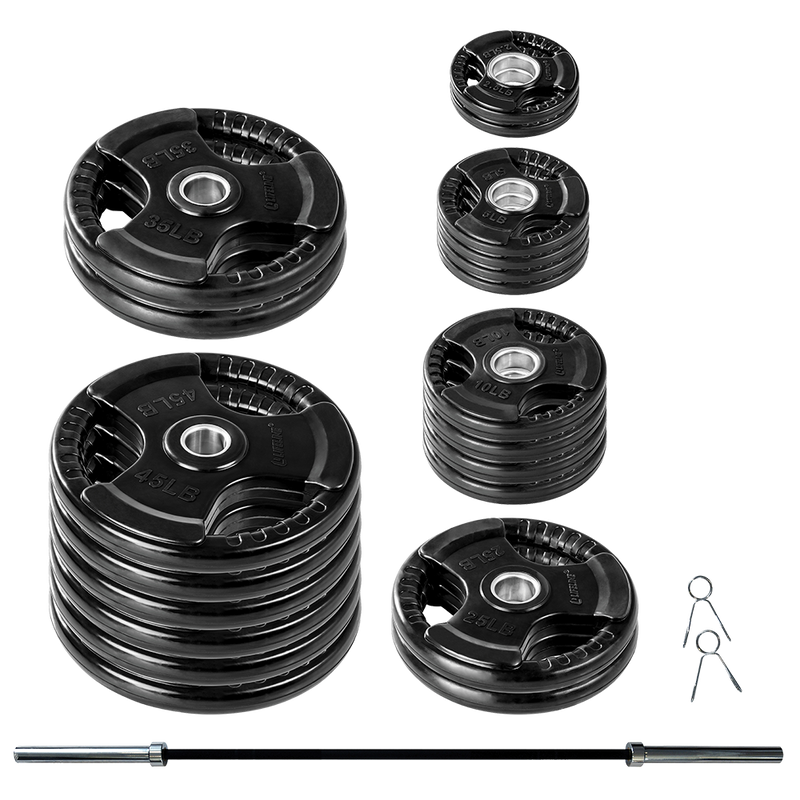 Lifeline Olympic Rubber Grip Plate Sets with Olympic Bar