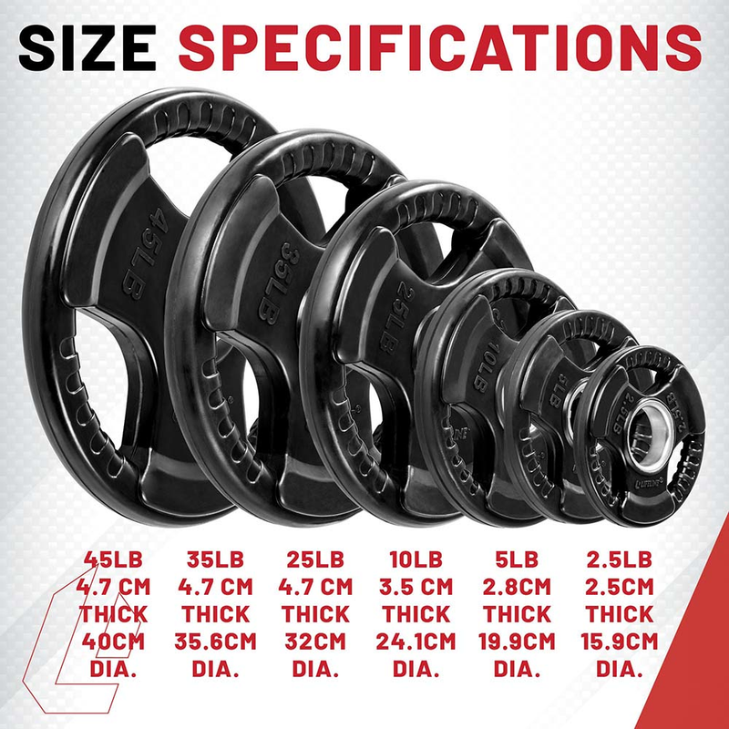 Lifeline Olympic Rubber Grip Plate Sets with Olympic Bar