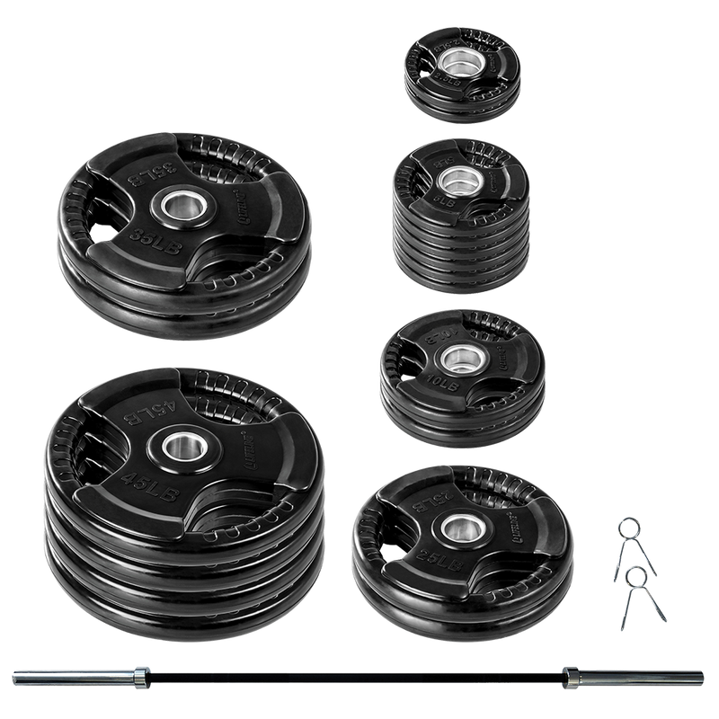 Lifeline Olympic Rubber Grip Plate Sets with Olympic Bar