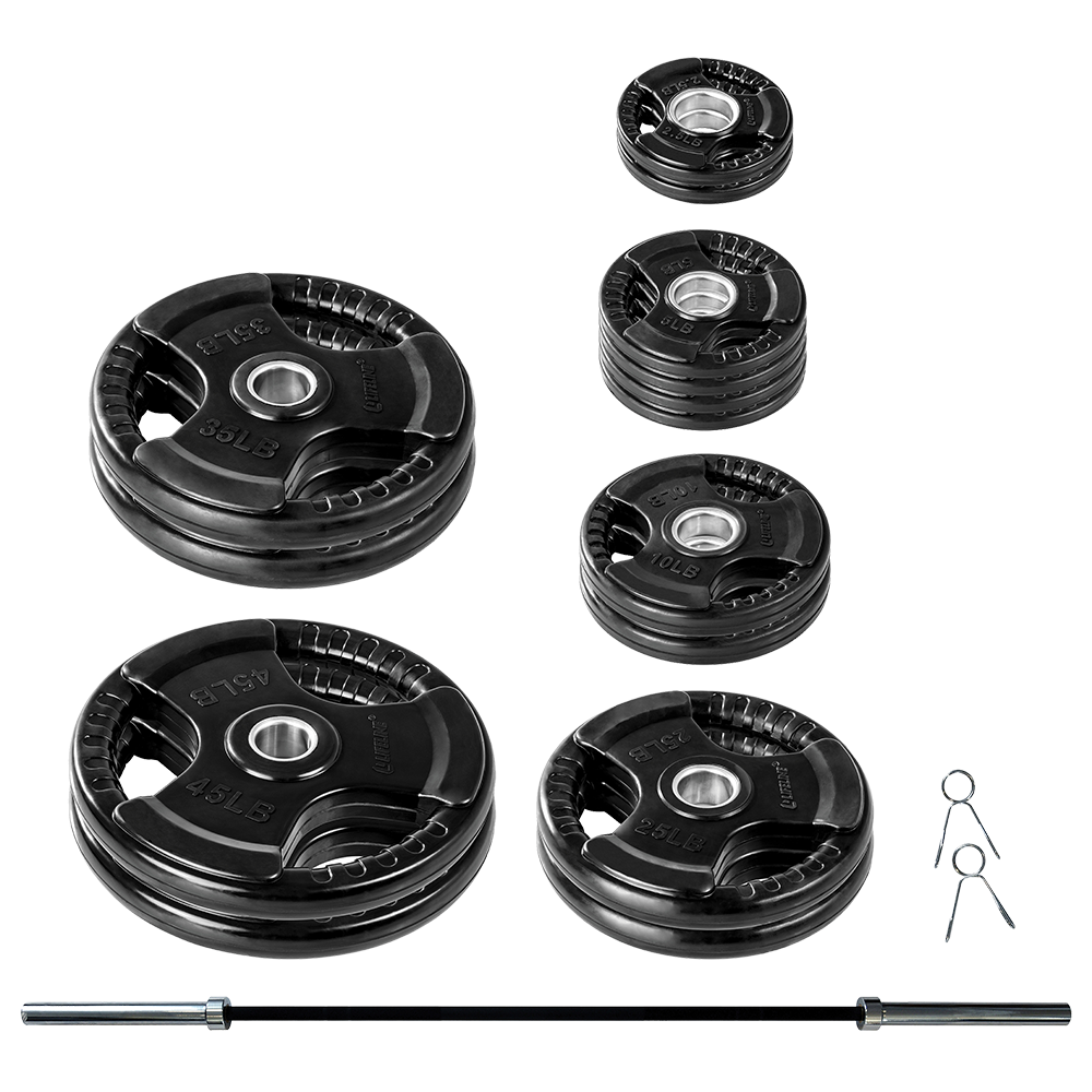 Rubber Coated Rubber Weight Plates For Sale Plates Set With Bar - Main Image
