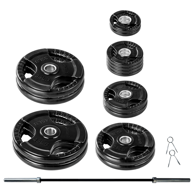 Lifeline Olympic Rubber Grip Plate Sets with Olympic Bar