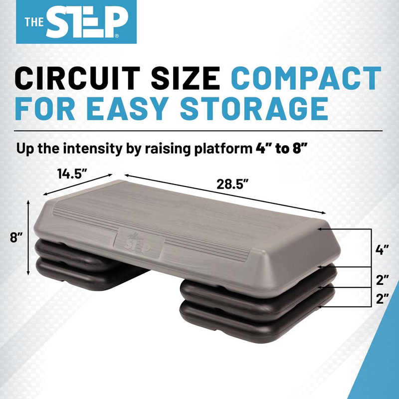 The Step Circuit Size Platform with Four (4) Freestyle Risers - Grey