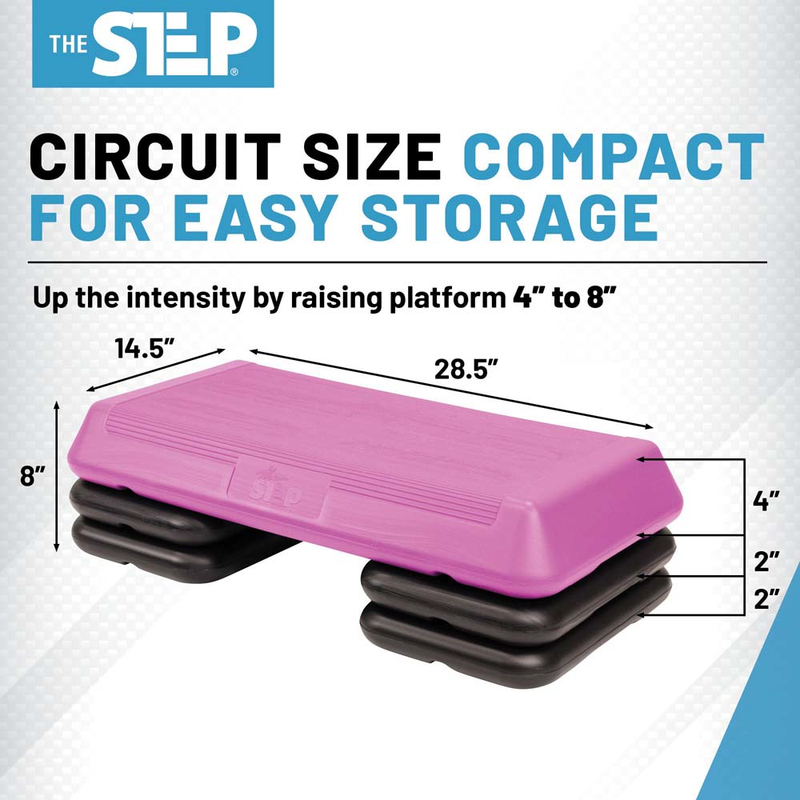 The Step Circuit Size Platform with Four (4) Freestyle Risers - Pink