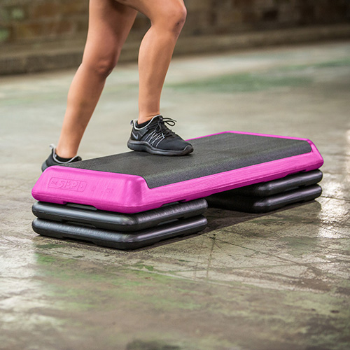 The Step Health Club Size Platform With four (4) Original Risers - Pink