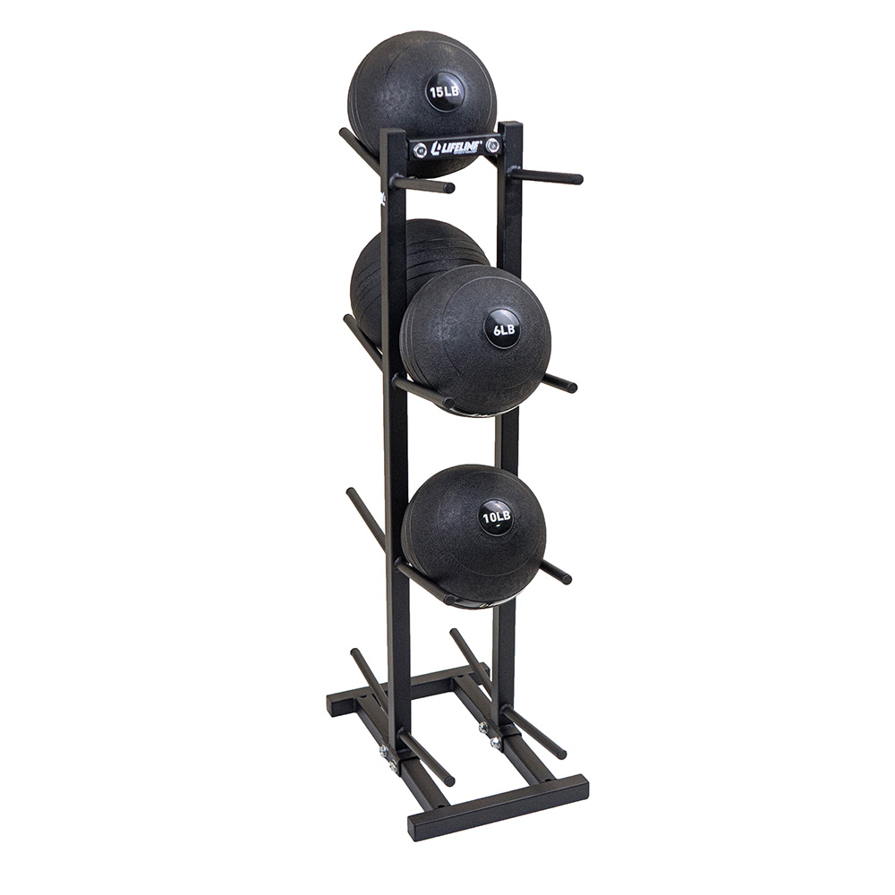 ball weights with eve hooks Lifeline Fitness Slam Ball Rack – Vertical 8-Tier Storage Solution