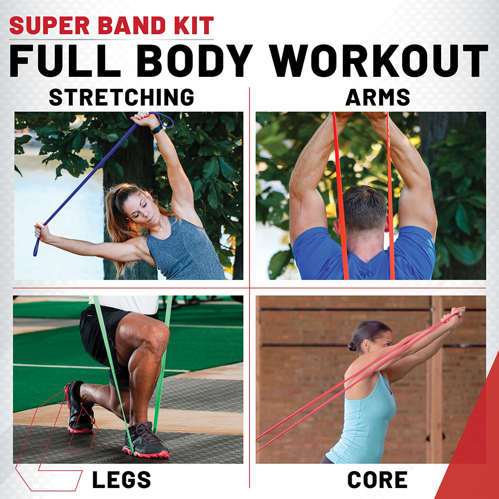 Super Resistance Band Kit - Levels 1-4 - Adds Resistance to Exercise M ...