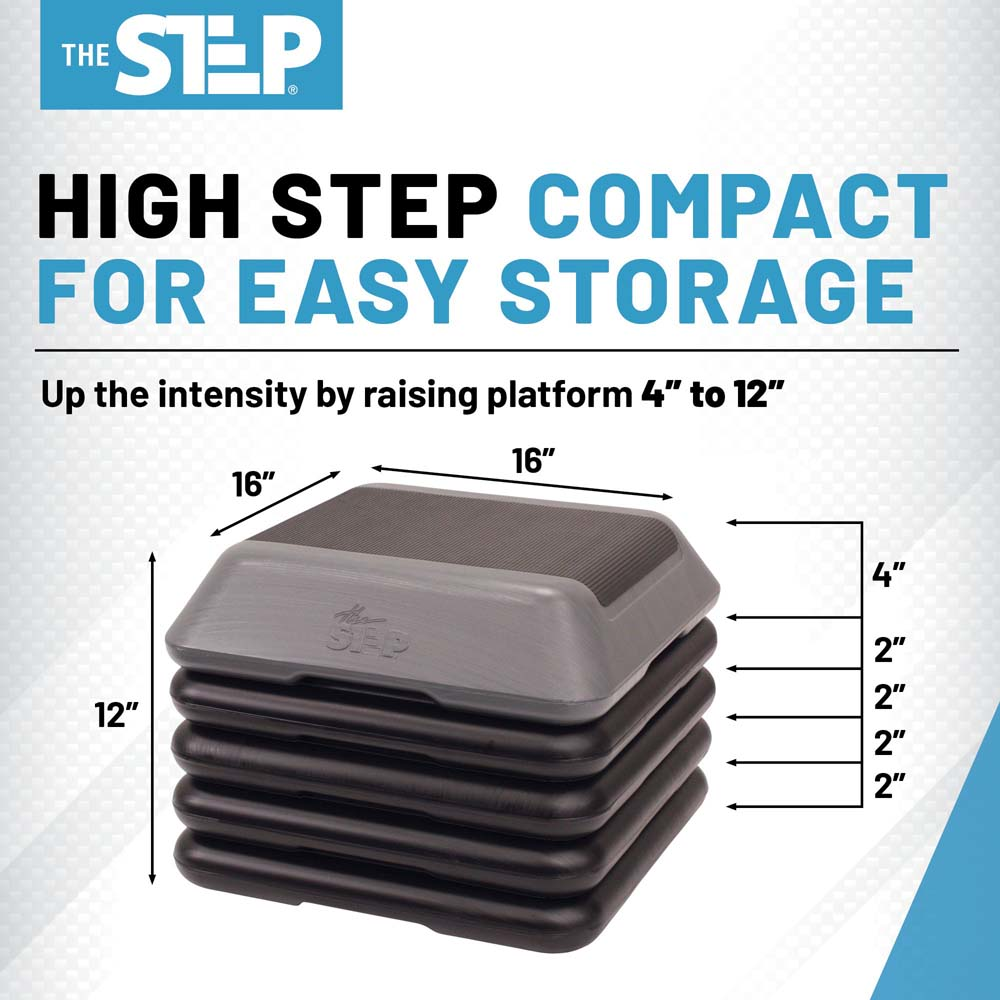 Step Storage Hand The Step Adjustable High Step Aerobic Platform with 4 Risers - Made in ...