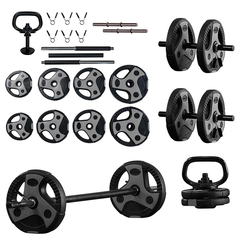 US Weight 54 Pound Adjustable Weight Set with Barbell, Dumbbells