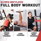 Lifeline Olympic Rubber Grip Plate Sets with Olympic Bar - Multiple Sizes Available