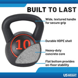 The US Weight Plastic Kettlebell Set- 5, 10, and 15 Pound Kettlebells from Lifeline Fitness for Kettlebell swings and Workouts using kettlebells. 