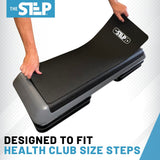 The Step Small Exercise Mat from Lifeline Fitness for High Step and Home, in Black compared to Elivate Fitness. 