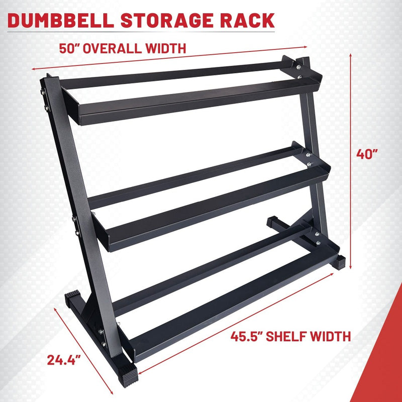 The 3-tier Dumbbell Rack from Lifeline Fitness for Dumb Bells and Dumbbell Rows, compared to Target. 