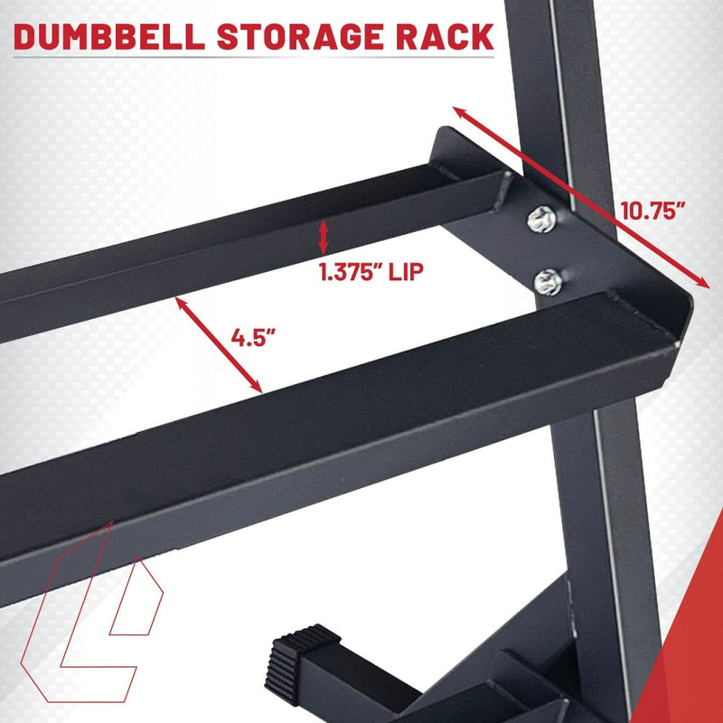 The 3-tier Dumbbell Rack from Lifeline Fitness for Dumb Bells and Weights. 