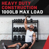 The 3-tier Dumbbell Rack from Lifeline Fitness for Dumb Bells and dumbbell triceps exercises. 