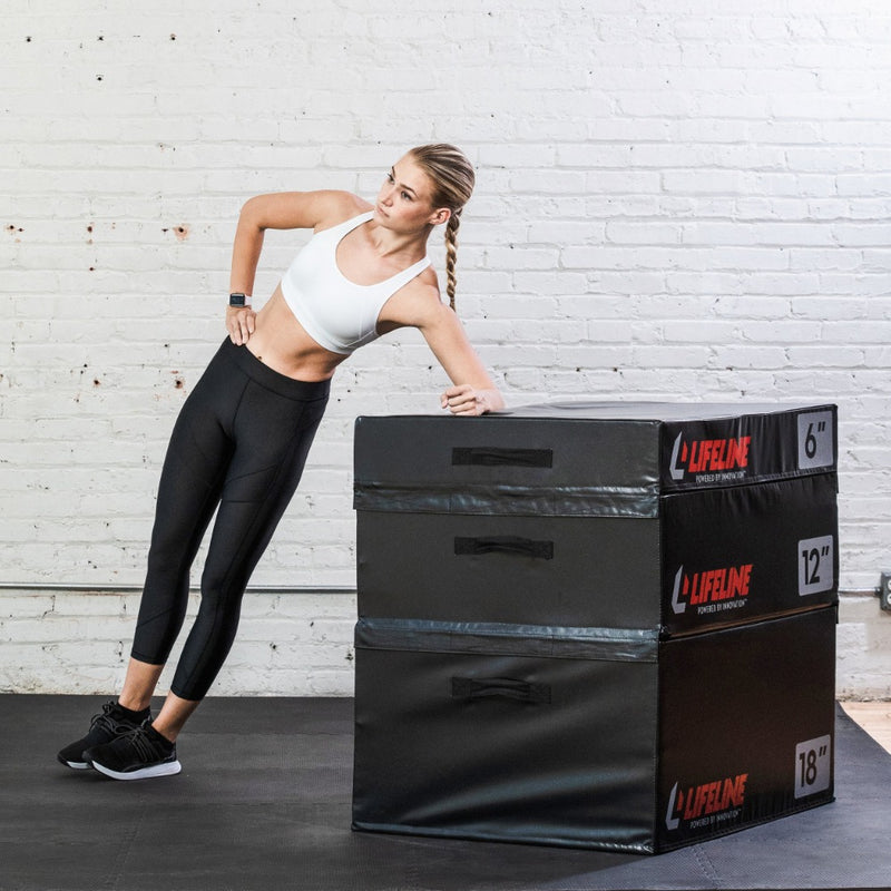 Stackable Foam Plyo Box from Lifeline Fitness for Jumping boxes and Plyo box, compared to Power systems. 