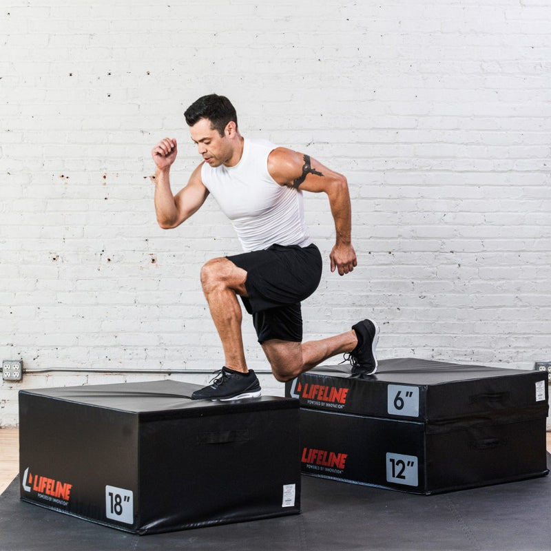 Stackable Foam Plyo Box from Lifeline Fitness for Plyometric Drills and Jumper box, compared to Perform Better. 